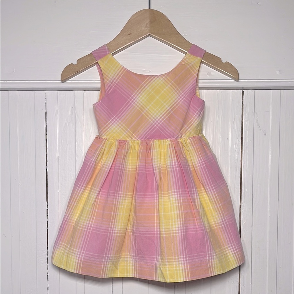 JANIE & JACK EUC 100% Cotton Plaid Lined Keyhole Back Dress